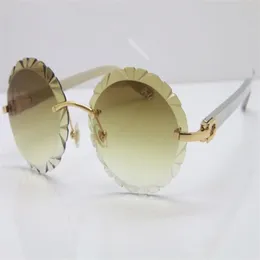 Randlose, geschnitzte Linse in limitierter Auflage T8200761 Vintage-Sonnenbrille Neue Edelstahlbrille Ovale Linse Unisex Designer Herren Wom235o