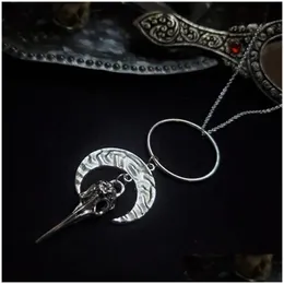 Hänghalsband Morrigan Moon Goddess Crow SKL Necklace Gothic R Jewellery Pagan Celestial Witch Women Gift 2021 Fashion Long Drop D DHFCK