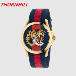 Luxury Women Tiger Bee Snake Skeleton Watches Special Designer Nylon Strap Relojes de Marca Mujer Lady Dress Wristwatch Quartz CLO265P