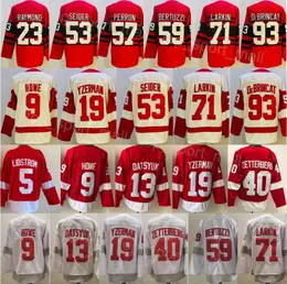 Erkekler Hokey 53 Moritz Seider Jersey 59 Tyler Bertuzzi 71 Dylan Larkin 23 Lucas Raymond 57 David Perron 93 Alex Debrincat 19 Steve Yzerman 13 Pavel Datsyuk 9 Gordie Howe