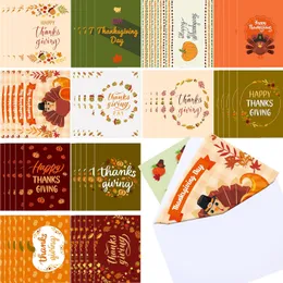 240 Pcs Thanksgiving Greeting Cards with Envelopes Bulk Fall Greeting Cards Vintage Turkey Pumpkins Greeting Cards