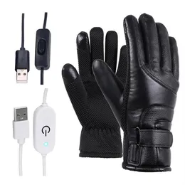 Winter Electric Heated Gloves Windproof Cycling Warm Heating Touch Screen Skiing Gloves USB Powered For Men Women 201104228W