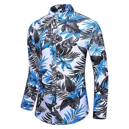 Men's Casual Shirts 2021 M-5XL Men Fashion Summer Printed Button Long Sleeve Hawaiian Shirt Top Blouse Plus Size Tops Drop Ju283D