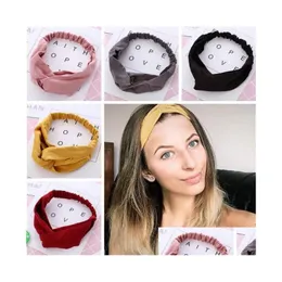 Acessórios de cabelo mulheres designer headband camurça vintage cruz nó elástico bandas macias sólidas meninas hairband cabelos entrega bebê k dh509