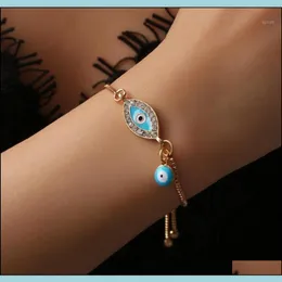 Очаровательные турецкие браслеты с синими кристаллами от сглаза для женщин, золотые цепочки ручной работы, браслет на удачу, женские украшения 2873631 Tmmta Jmxco Drop323I