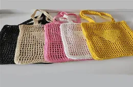 Fashion Letter P Mesh Hollow Woven Shopping Bags Home Decor for Summer Straw Tote Bag Shoulder Beach Bag 6Color5735230