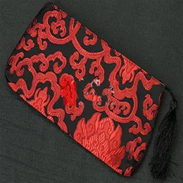 Duże rzemieślnicze torba na prezent na prezent do biżuterii zamek zamka kobiece portfel monety Tassel China Silk Brocad Makeup Storage 319a