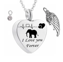 Cremation Jewelry for Ashes Elephant Shape Memorial heart Pendant Made Birthstone crystal Keepsake Necklace for Women8719110
