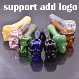 Wholesale Skull Tobacco Glass Pipe Spoon Smoking Pipes for Oil Mini Hand Water Pipe Bongs Oil Burner Pipe Support Customer Logo