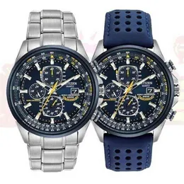 Lüks Wateproof Quartz Watches Business Casual Steel Band Erkekler Blue Angels World Chronograph Wristwatch 211231258V