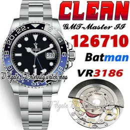 Clean GMT cf126710 VR3186 Batman Montre automatique pour homme CF Noir Bleu Lunette en céramique Cadran noir 904L Bracelet OysterSteel Super Editi272t
