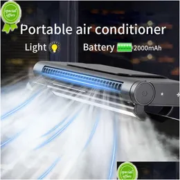 Other Home Garden Portable Air Conditioner Rechargeable Electric Fan Adjustable Cooler With Night Light Office Quiet Ceiling Hangi Dh0Dz
