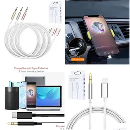 Ljudkablar Anslutningar Type-C USB S Man till 3,5 mm Jack Earphone Car Stereo Aux O Cord Adapter för Moblie Phone med Retial Box Dr Dhlwn