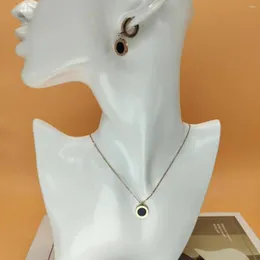 Colar brincos conjunto clássico moda aço inoxidável romano digital wafer pingente clipe de orelha jóias presente festa feminino sexy colar