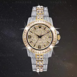 AAA CZ Bling Diamant Herrenuhr Rolle 18 Karat vergoldet Ice Out Quarz Iced Armbanduhren für Männer Männliche wasserdichte Armbanduhr Ho229W