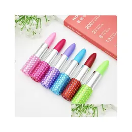 Ballpoint Pens Wholesale Student Cute Creative Lipstick Plastic Novelty Pen Kawaii Roller Ball For Kids Writing Gift Korean Stationery Dhdtg