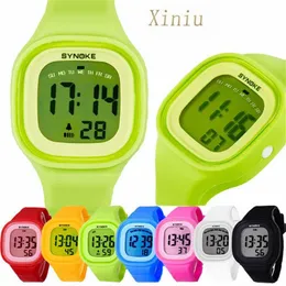 Unisex silikon LED LED Cyfrowy sport zegarek na nadgarstek Dziewczyna Dziewczyna Mężczyźni chłopcze zegarki kolorowe lekkie pływanie Wodoodporne zegarek360B