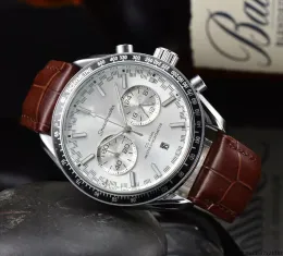 Omeg Relógios de pulso para homens 2023 Novos relógios masculinos com mostrador completo relógio de quartzo de alta qualidade de marca de luxo relógio cronógrafo relógio de couro preto pulseira masculina designer