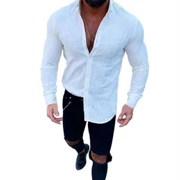 Men's Casual Shirts Men Shirt With Button Fashion Long Sleeve Solid White Yellow Slim Fit274u