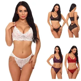 Kobiety wielokolorowe S-xxl Sheer Floral Lace i siatka regulowana pasek spaghetti Balette i majtki seksowne bieliznę Ling255V