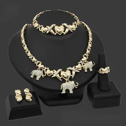 Dubai Gold Jewelry Sets Nigerian Wedding African Beads Crystal Bridal Jewellery Set Ethiopian Jewelry parure 210619257S