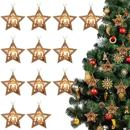 48 pezzi ornamento per presepe di Natale, decorazione della nascita di Gesù in legno a forma di ornamento da appendere, regalo religioso cristiano per Natale Tr