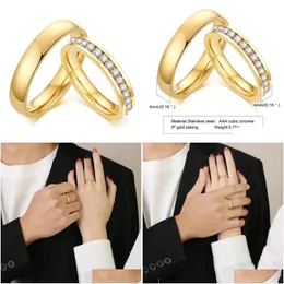 Ringar mode litet enkelt cosed par ring färg guldälskare rostfritt stål runda finger smycken för män kvinnor släpp leverans dhtad