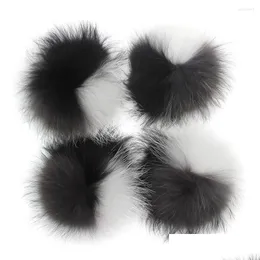 베레모 15-16cm Real Fur Raccon Pompoms 겨울 니트 비니 모자 모자를위한 폼폰 정품 POM 스카프 키 체인 도매 드롭 배달 DHSCJ