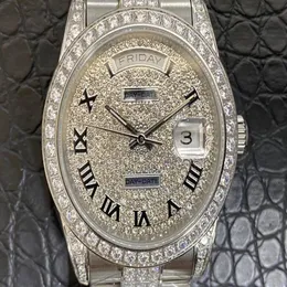 Dziennik Typ niedzielny seria Montre de Luxe 39 średnica 5 mm 2836 szczypce ruchowe z 12 kamiennymi pasmami stalowymi na sekcję Mężczyzny zegarki 0216R