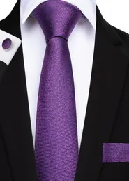 Hi Tie Fashionable Tie Sets Hanky Cufflinks Purple Solid Jacquard Woven Silk Neckties Formal Causal Wedding Party N71374929897