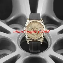 Orologio da uomo con cinturino in caucciù Sky Dweller ad alto costo ETA completamente automatico meccanico 42mm oro giallo 326238 zaffiro impermeabile280G