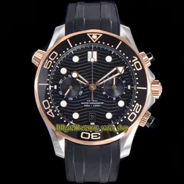 Часы вечности Секундомер OMF Последние 9900 Хронограф Автоматический черный циферблат с керамическим безелем 44 мм Мужские часы Diver 300M 210 22 44 51 251t