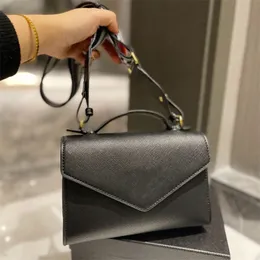 Designer Triangle Luxury Women Saffiano Monochrome Shoulder Bag Chain Black White Crossbody Handbag Leather Fashion Bags T6e2#