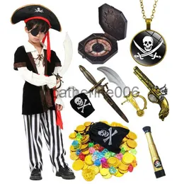 Specjalne okazje Dzieci Deluxe Pirate Costume Pirate Costume Toy Pirate miecz złota monety diamenty pirackie akcesoria na halloween imprezę x1004