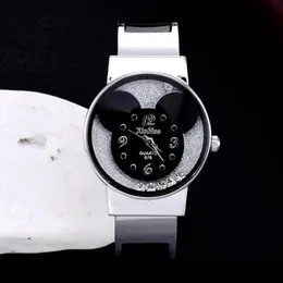 Pulseira de aço relógio feminino elegante quartzo mouse cabeça display dial moda casual pulseira relógios presente para meninas lady279z