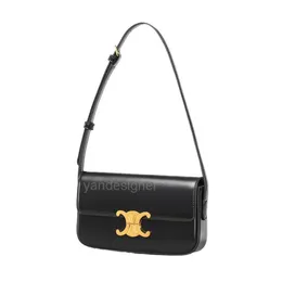 Designer triomphe Handbag teen box leather door underarm bag 2023 new trendy black gold niche medieval single shoulder crossbody girl celina