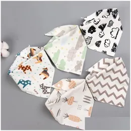 BIBS BULP Cloths Trójkąt dziecięcy podwójna bawełna 5 sztuk/działka kreskówka nadruk ślina łódź chłopcy dziewczęta karmienie fartuch bandana 2396 Drop de Dhcv2