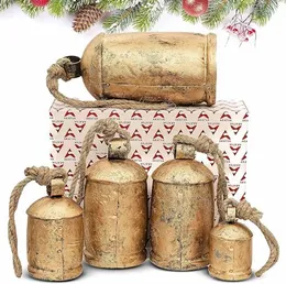 Akatva dekorasyon için büyük Noel çanları u2013 rustik Noel dekoru için inek çanları u2013 Noel dekorasyonları için altın çan u2013 v