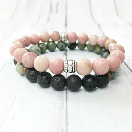 MG0556 Rhodonite Lava Stone Par Armband Högkvalitativt afrikansk turkosa armband Natural Stone Handgjorda smycken hela266b