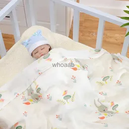 Blankets Swaddling Muslin Fabric Bamboo Fiber Baby Cartoon Holding Blanket Swaddle Mutiple Stroller Items For Newborns Bath Towel Birth Maternity YQ231003