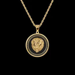 Popular Trandy HIPHOP Rapper Rocker 316L Stainless Steel Jewelry Round Tags Lion Hand Pendant Necklace Mens Hip-Hop Accessories Go289y