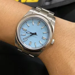 ST9 Stalowe męskie 41 mm Sapphire Glass Watch Automatyczne mechaniczne sporty na świeżym powietrzu Baby Blue Dial Streflatches Zmień kolory290a