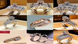 Boho Female Diamond White Round Ring Set Brand Luxury Promise 925 Silver Engagement Ring Vintage Bridal Wedding Rings For Women6501860
