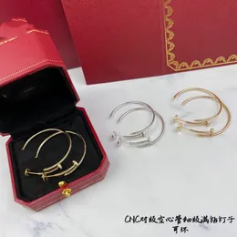 Luxury Hoop Earrings Top V Gold Full Crystal Juste Clou Brand Designer Nail Round Loop Earrings For Women Jewelry With Box Party Gift