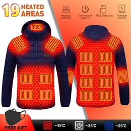 Men's Down Parkas Jackets Men Winter Warm USB 19 zone Heating Jacket Heated Vests Smart Thermostat Hooded Clothing 231005