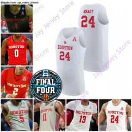 Maglia da basket personalizzata Final Four Houston Cougars 2021 NCAA College Caleb Mills White Jr. House JWan Roberts Reggie Chaney Kiyron Powell