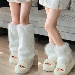 Kadın Çoraplar Kürklü Y2K Gotik Sonbahar Tayt JK Boots Stocking Kızlar Lolita Punk Boot Cover Harajuku Kürk Ayak Isınma