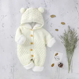 Strampler Baby Strampler Langarm Winter Warm Gestrickte Säugling Kinder Jungen Mädchen Overalls Kleinkind Pullover Outfits Herbst Kinderkleidung 231005