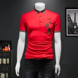 2023 New Men's Short Sleeve Tops Cotton Polo Shirts Embroidery Trend Plus Size Summer Lapel Printed Undershirts2738