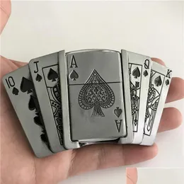 Fibbie per gioielli Vendita al dettaglio New Spades 10Jqka Carte da gioco Kerosene Accendino Cowboys Fibbia per cintura con accessori in metallo da uomo Misura 4 cm di larghezza Be Dh6Ve